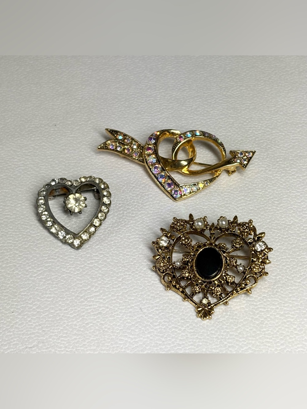 Vintage Heart Brooch Set – 3 Pieces ❤️✨